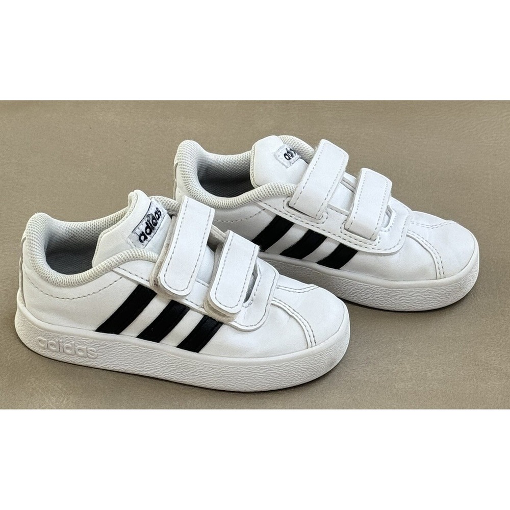 Adidas VL Court 9K White W/Black Stripe DB1839 Size 6 Kids